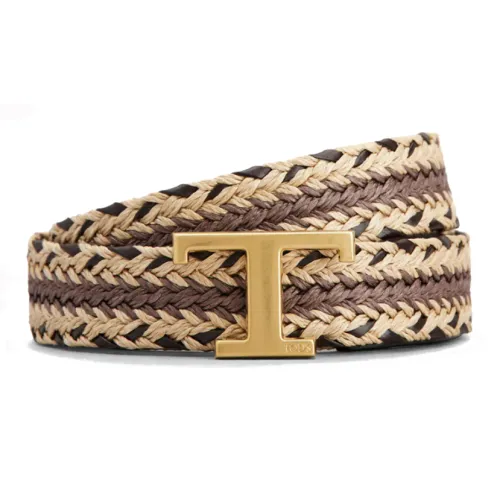 TOD'S Кожаные ремни Мужской Бежевый Желтый Ширина 3 см