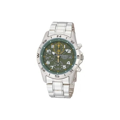 SEIKO Кварцевый механизм нержавеющая сталь ремешок мужские часы зеленый циферблат