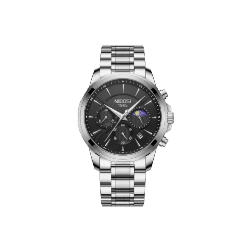 NIBOSI 1985 Кварцевый механизм нержавеющая сталь ремешок часы для мужчин черный циферблат модель Ni2575