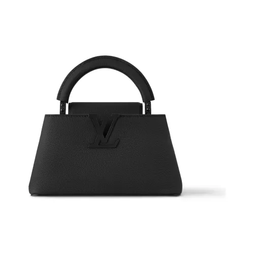 LOUIS VUITTON Capucines Матовый Корова Кожа Одно Плечо Сумка Мини Женская Черная