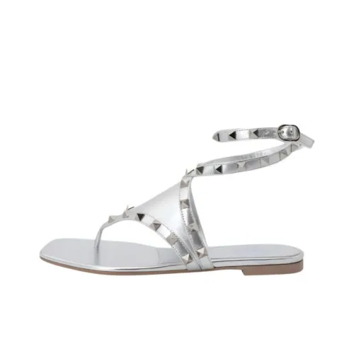 Valentino Rockstud One Ремень Сандалии Женские Серебряные