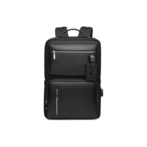 WilliamPOLO Microfiber Synthetic Leather Backpack Standard Men's Black