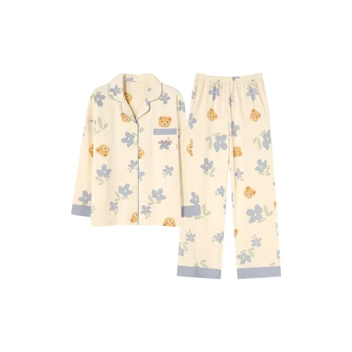 Follow the United States Пижамный комплект Женские Бежевый Желтый