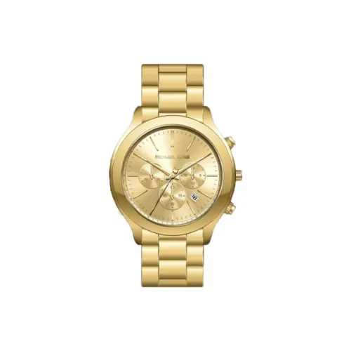 MICHAEL KORS Мужские часы Кварцевый механизм Ремешок из нержавеющей стали 44 мм Золотистый циферблат