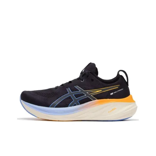 ASICS Gel Nimbus 26 Амортизация Износостойкий Низкий Топ Беговые Кроссовки Мужские Черный Оранжевый
