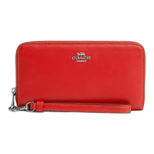 COACH Zip Around Утонченный Телячья кожа Кошелек Маленький Женские Майами Красный