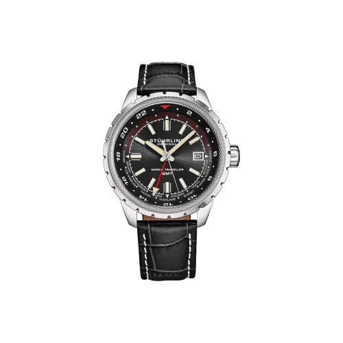 STUHRLING Кварцевый механизм Мужские часы Pilot Collection 42 мм Черные