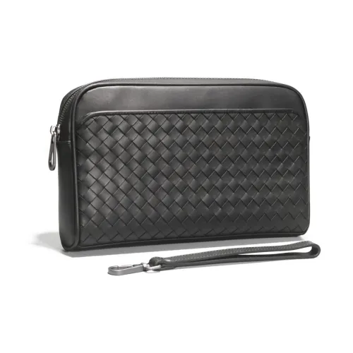 CMLZIUA Клатч из крупнозернистой текстуры коровьей кожи большой унисекс черный