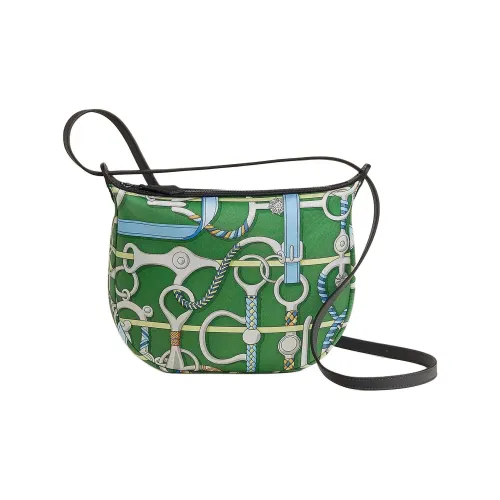 HERMES Sursoie To Go Косметички Шелк Орхидея Зеленый Небесно-синий и Темно-синий Женские