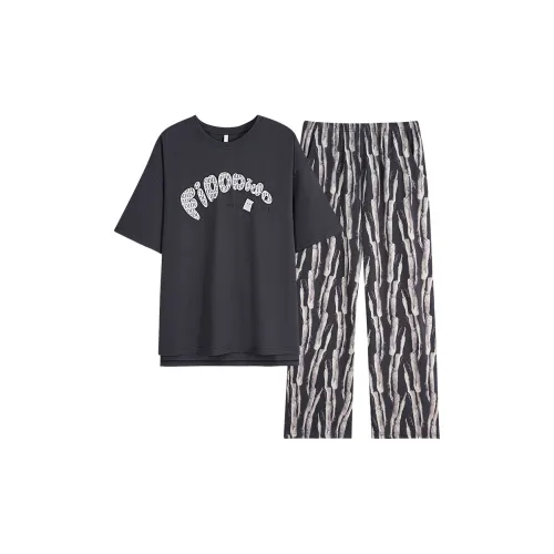 Sha Qian Пижамный комплект Летний Женский Угольный Серый