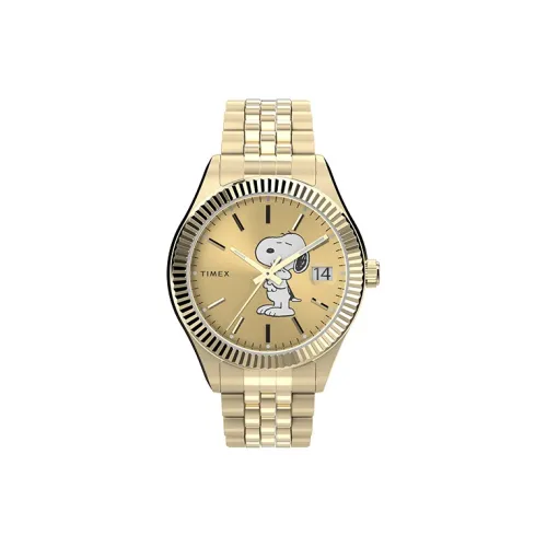 TIMEX PEANUTS Collaboration Snoopy Collection Кварцевый механизм Нержавеющая сталь Ремешок 36*36 мм Золотой циферблат Женские часы
