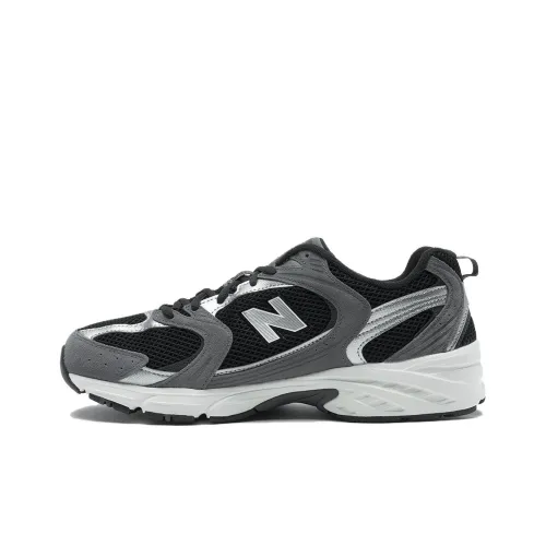 New Balance NB 530 Противоскользящий Устойчивый к истиранию Дышащий Низкий Топ Повседневные Беговые кроссовки Унисекс Серебристый Черный