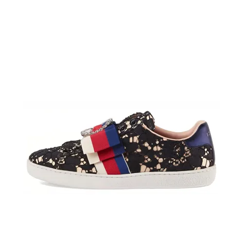 GUCCI Ace Low Топ Стильные Скейтбординги Женские Черный