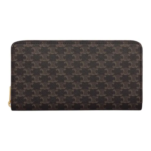 CELINE Triomphe Коровья кожа Кошелек Большой Мужской Черный