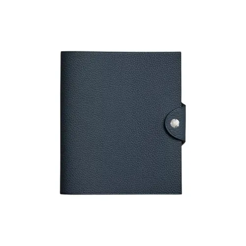 HERMES Коровья кожа Togo Мешок для хранения Trumpets Женские Z7 BLEU Океанический Глубокий морской синий