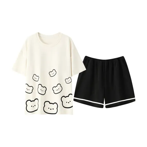 OEING Пижамный комплект женский абрикос медведь