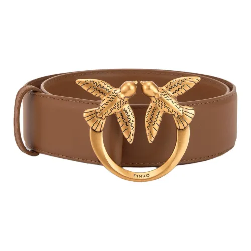 PINKO Логотип Украшение Плавная пряжка Кожаные ремни Женские Коричневый 4CM
