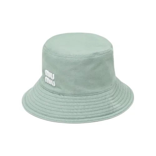 MIU MIU Cotton Denim Bucket Hats Women's Green MIU MIU Хлопок Деним Шляпы ведра Женские Зеленый