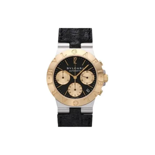 BVLGARI Часы Автоматический Механический Механизм Кожаный Ремешок 35 мм Черный Циферблат Унисекс CH35BSGLDAT