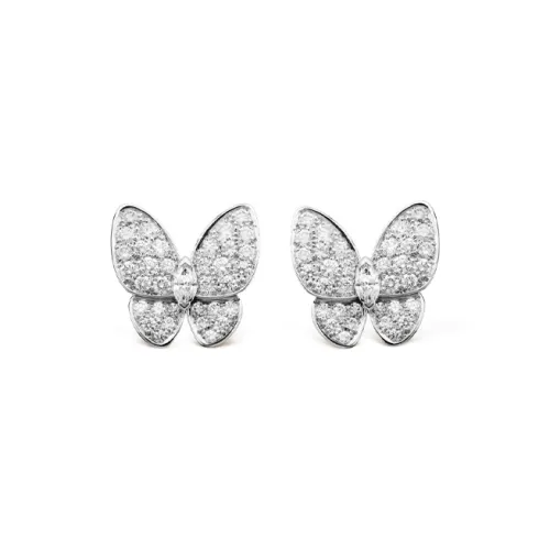 Van Cleef & Arpels Two Butterfly Series Серьги Серебряные Женские