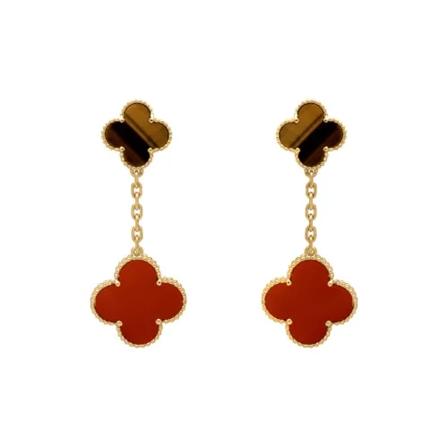 Van Cleef Arpels Желтый K Золотой Серьги Женские Красный Золотой черный