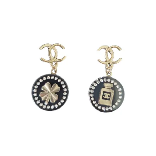 CHANEL Металлические серьги золотые/черные женские