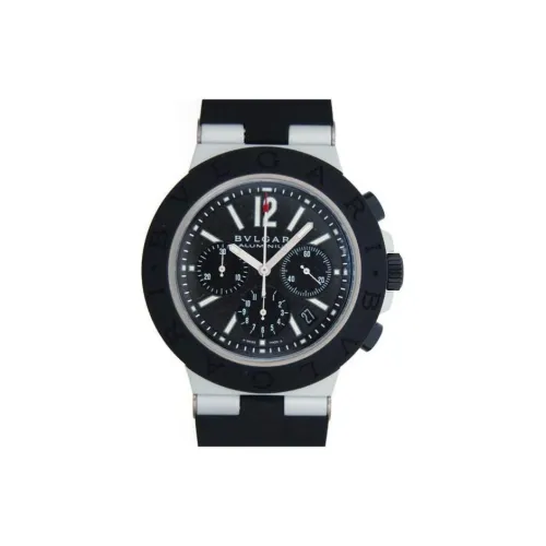 BVLGARI Watch Автоматический Механический Механизм Резиновый Ремешок 44 мм Черный Циферблат Унисекс