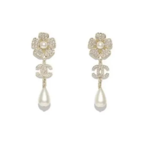 Chanel Camellia Металлические Серьги Белые Женские