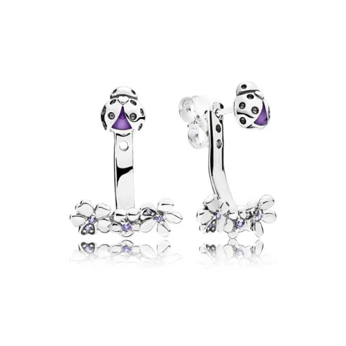 Pandora Синтетический Кубический Цирконий/Стразы Серьги Серебристый Белый Женские