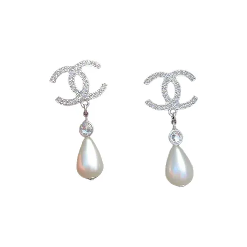 CHANEL Серебристые серьги из бронзы Унисекс