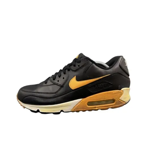 Nike Air Max 90 Low Топ Беговые кроссовки Унисекс Черный Желтый