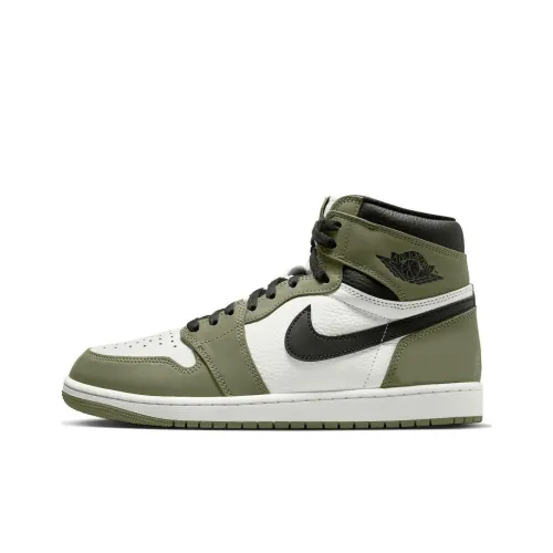 Jordan Air Jordan 1 High OG Abrasion Resistant High Топ Винтажные баскетбольные кроссовки Мужской Оливково-зеленый
