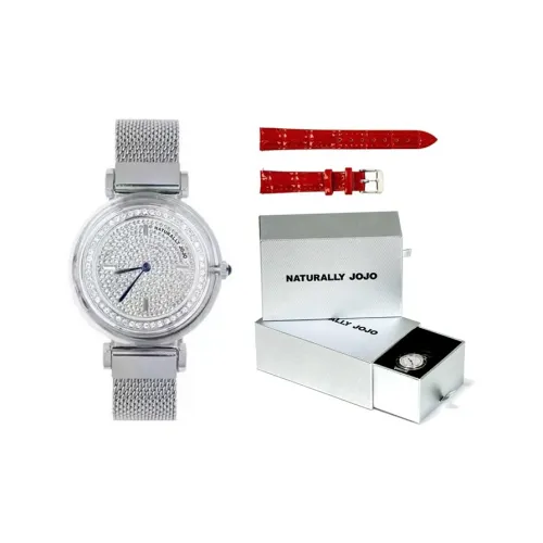 NATURALLYJOJO Наручные часы Кварцевый механизм Серебристый циферблат Женские часы JO99020 80F
