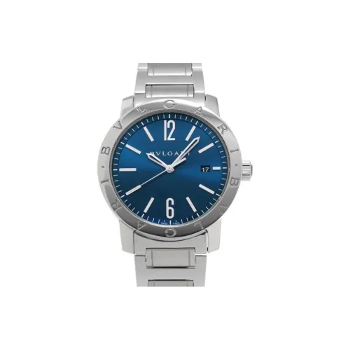 BVLGARI Часы Автоматический Механический Механизм Ремешок из Нержавеющей Стали 41 мм Синий Циферблат Унисекс