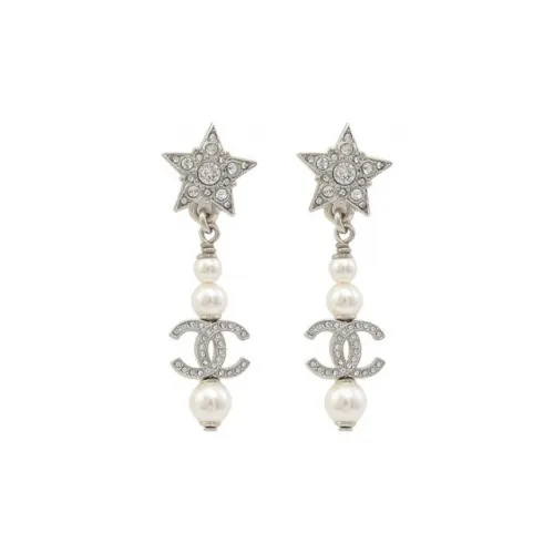 Серьги-кольца с подвеской в виде страза от CHANEL женские