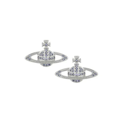 Vivienne Westwood Кристальные серьги Женские Небесно-голубой ромб Серебряный