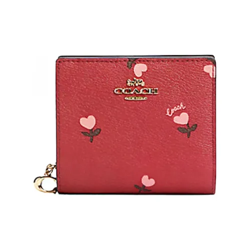 COACH Кожа Монетница Кошелек Женские Красный