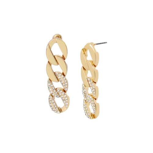 STEVE MADDEN Glass Metal Earrings Women's Gold