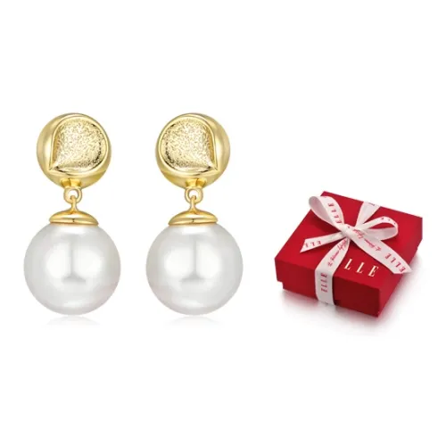 ELLE 14K Gold-Plated Alloy Shell Pearl Earrings Women's