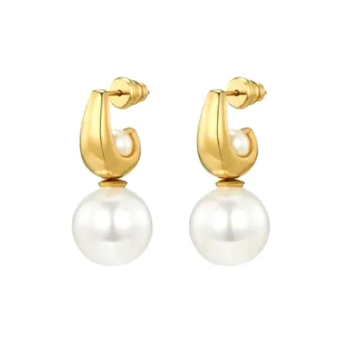 SHARK BABY Искусственная жемчужина Серьги-кольца Girlfriend Признание в любви Подарочный набор Женские Золотой