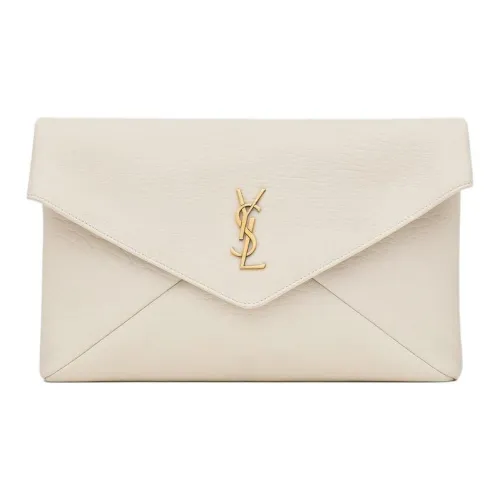 SAINT LAURENT Cassandre Lambskin Envelope Clutch Large Women's Vintage White SAINT LAURENT Cassandre Lambskin Конверт Клатч Большой Женские Винтаж Белый