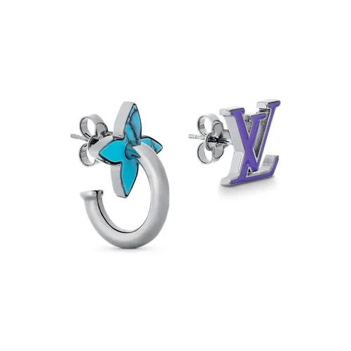 LOUIS VUITTON Бусины Металл Серьги Синий Унисекс