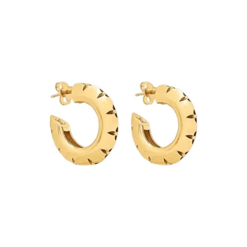 LOUIS VUITTON Crown Brass Earrings Gold Women's