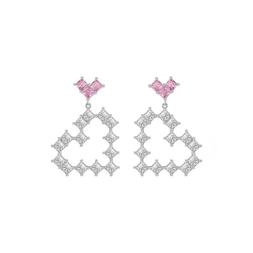 Abyb Charming Синтетический Кубический Цирконий Стразы Серьги Серебро/Розовый Женские