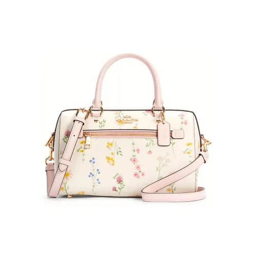 COACH Rowan Кожа Бостон Сумка Подушка Сумка Сумка через плечо Сумка через плечо Большая Женская Белая