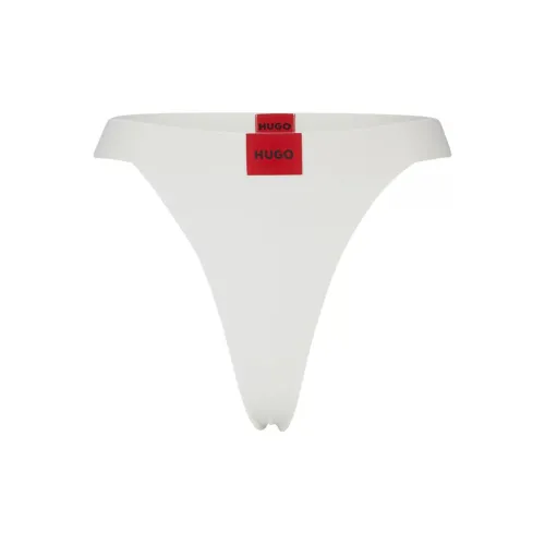 Hugo Boss Эластичный хлопок Стринг Трусики-бикини с логотипом Кромка пояса Нижнее белье Женские Белые