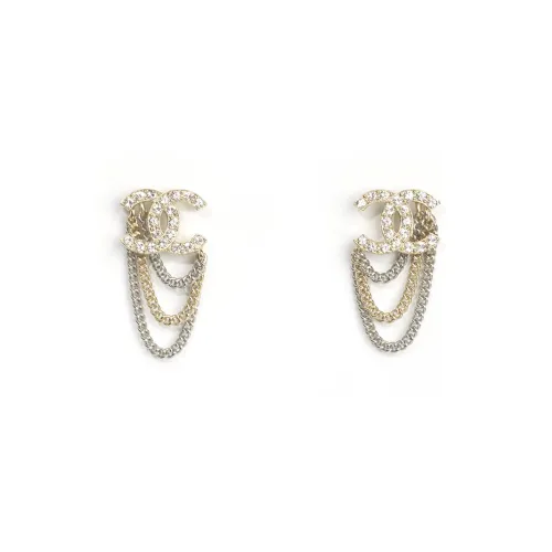 CHANEL Сплав Серьги Золотой и Серебряный, Два Тон, Женские