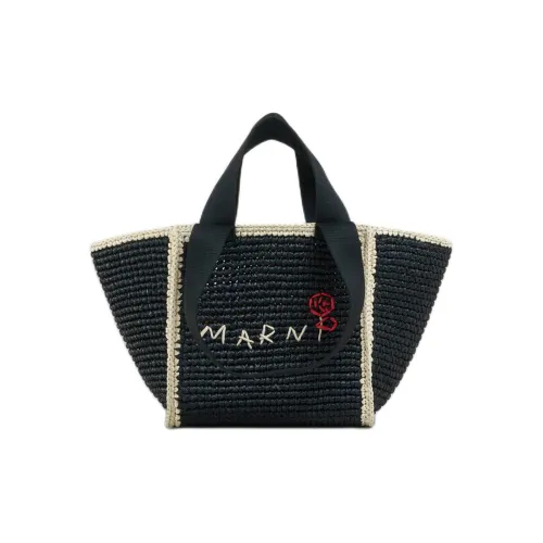 MARNI Рафия Тоут Сумка Сумка для покупок Сумка через плечо Сумка Маленькая Женская Черная