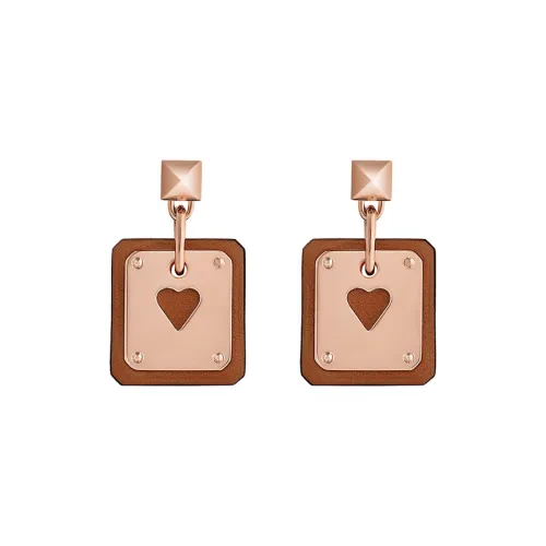 HERMES As de Coeur Серьги Розово-золотые Женские