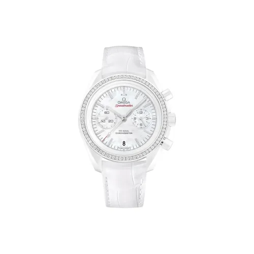 OMEGA Автоматический Механический Часы Мужские Циферблат 44,25 мм Белый Керамика Корпус Часы Кожаный Ремешок